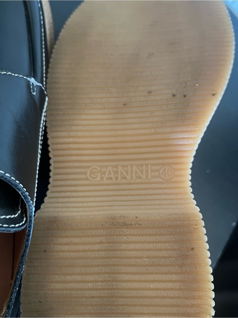 Ganni Black Leather brogues Loafers with Tan Platform - Picture 5 of 5